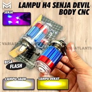 New Lampu Utama Motor Socket H4 Laser Devil Biru Led Lamp Depan Bohlam Senja Lampu Utama Soket H4 Hi