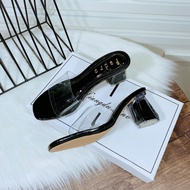 [Kèm ảnh thật+ Video] Dép cao gót quai bản trong gót sơn vuông 7p dễ đi form  nhỏ đặt tăng 1 sz- 611