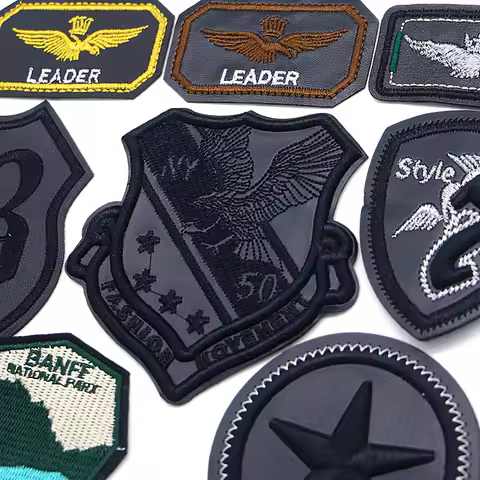 Fashion PU Leather Star Eagle Number 7 Icon Embroidered Applique For Clothing DIY Iron on Patches on