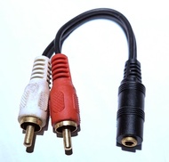 紅白線轉 3.5 mm aux,.  3.5m 母頭轉雙RCA公頭  ( 3.5 mm Female jack to 2 RCA Adapter ).
旺角地鐵交收