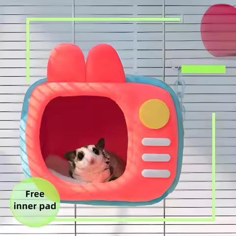 Pet Hamster Nest Cartoon TV Rabbit Squirrel Mini Cage Guinea Pig Nest Animal Nest For Rodent Rat Hed