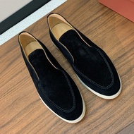 New Style Italian LP Spring Autumn Flat Loafers Genuine Leather Couple Comfortable Men's Shoes Slip-