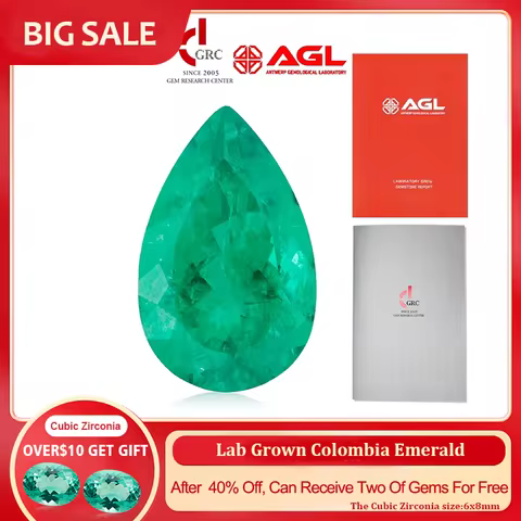 YinZheng Gemstone Emerald Pear Shape Lab Grown Emerald Loose Gemstones Colombia Emerald Stone With C