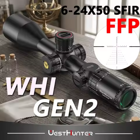 WestHunter WHI GEN2 6-24X50 SFIR FFP Riflescopes First Focal Plane 1/10MIL ZERO STOP Red Illuminated