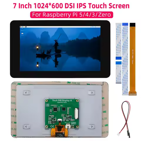 7 Inch 1024*600 DSI Display IPS LCD Capacitive Touch Screen MIPI Monitor for Raspberry Pi 5 4B 3B+ 3