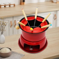 PETSOLA Cast Iron Fondue Pot Set Lightweight Thickened Cheese Fondue Set Durable Household Small for Party Camping Outside Meat