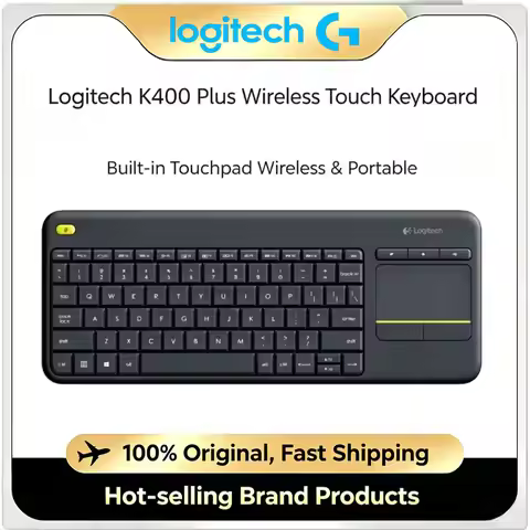 Logitech K400 Plus Wireless Touch Keyboard with Built-in Touchpad Compact Plug and Play for PC Lapto