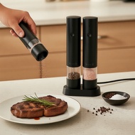 Leftlimit Electric Automatic Spice Mill for Salt & Pepper, USB Rechargeable, Adjustable Grind Coarse