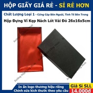 Black Wallet Hard Box with Red Fabric Lining - Long Wallet Gift Box, Luxurious Underarm Wallet (16x2
