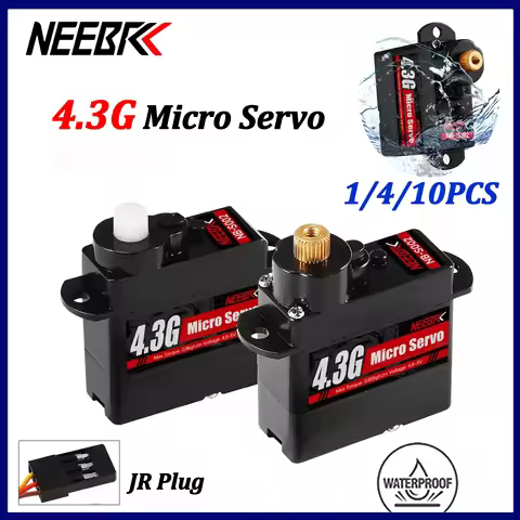 NEEBRC 4.3G Micro Digital Servo Plastic/Metal Gear JR Plug for RC 1/24 1/28 Car Fixed-wing Plane Boa