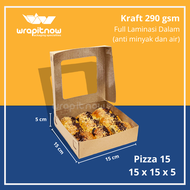 (Isi 20 pcs) Dus Kraft 15x15x5 Laminasi Jendela / dus donat dus pizza brownies pie buah pastry Roti