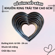 Heart-shaped stainless steel mold 6cm high (ring mold). Size from 6-24cm. Making tiramisu, mousse