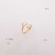 Gold Ring Alphabeth Letter M K375 / 9k Ubs Ha