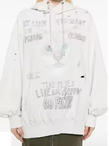 25SS MMY Sanyuan MIHARA Japanese Style Washed Water Distressed Hooded Sweatshirt with Cat Print for 