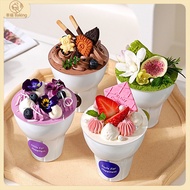 [Happiness ] 10pcs Yogurt Ice Cream Cup Cone Ice Cream Packaging Box Ice Cream Packaging Cup Ice Cre