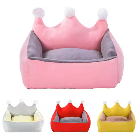 Winter Warm Puppy Dog Cat Sofa Bed Luxurious Crown Dog Priness Beds for Small Dogs Chihuahua Poodle 