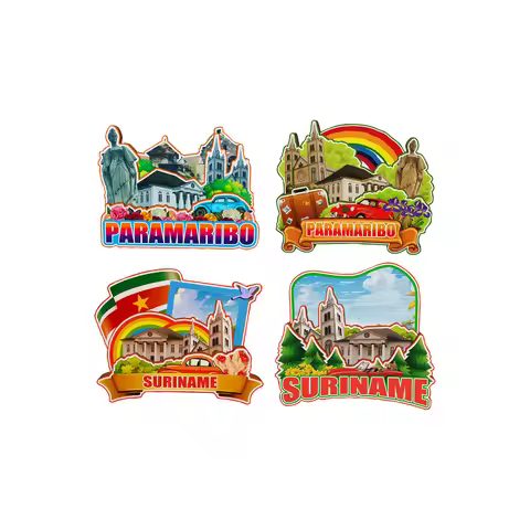 Decorative Magnets for Paramaribo Suriname City Landmark Travel Souvenirs 3D Wooden Fridge Stiker De