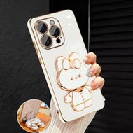 เคสโทรศัพท์ชุบไฟฟ้าหรูหราพร้อมขาตั้งแมวน่ารักสร้างสรรค์และกระจกแต่งหน้าในตัว, ทำจากวัสดุซิลิโคนที่ทั