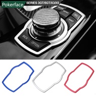 POKERFACE Car Styling Interior Multimedia Buttons Cover Molding Trim For BMW 1 3 5 7 Series 3GT/5GT/