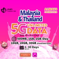 Malaysia & Thailand eSIM | 10 - 30GB & Daily 500MB-2GB + ∞ Data | 1-30 Days | 5G Hi Speed