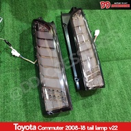 ไฟท้าย รถตู้ hiace commuter 2005 2007 2009 2011 2013 2014 2016 2018 LED สี ดำแดง กับ smoke V22