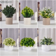SHOOGOO False Plant Pot, Fake Flower Plastic Plant Artificial Plant Bonsai, Simulation Evergreen Bon