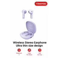 TRANYOO T-M25 Macaron Flat Ear TWS Earbuds – Wireless Bluetooth Earphones - Purple & White