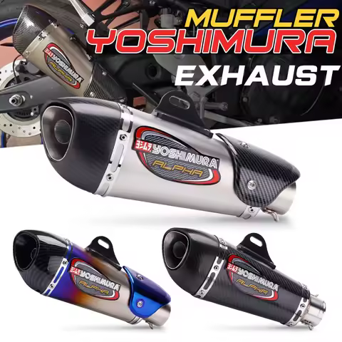 Motorcycle Exhaust YOSHIMURA Alpha Carbon DB Killer Muffler Escape Link Pipe
