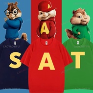 S-5XL Ready Stock And Cute Alvin and the Chipmunks Rat Trendy Print Short Sleeve T-Shirt