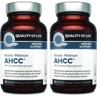 Quality of Life AHCC Kinoko Platinum 750 mg – Premium Immune Support Supplement - Pack of 2, 60 Coun