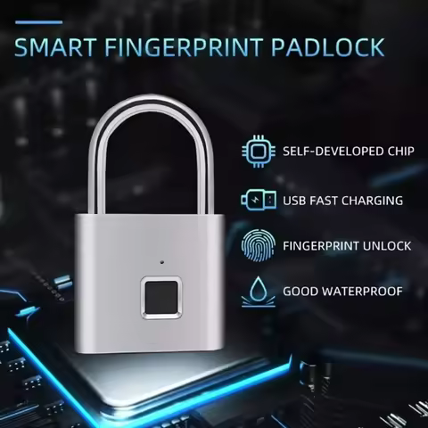 Keyless USB Charging Fingerprint Lock Smart Padlock Waterproof Door Lock 0.2sec Unlock Portable Anti
