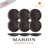 Dining Vaisselle - Merion Gold Rim Plate 8” & 10” - Pack 4 6 10 จานเซรามิกขอบทอง หรูหรา