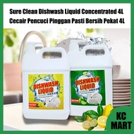 Sure Clean Dishwash Liquid Concentrated 4L / Cecair Pencuci Pinggan Pasti Bersih Pekat 4L