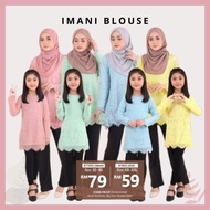Imani Lace Blouse 🔥 Sedondon Ibu Anak Baju Plus Size 34 - 60 Pastel Baby Blue Baby Yellow Kuning Mint Green