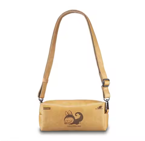 Genuine Popmart Labubu Zimomo The Monsters Dupont Tyvek Crossbody Shoulder Bag Cylindrical Coin Purs