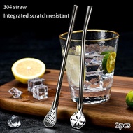 [welove01] 2pcs Detachable Filter Straw Stainless Steel Straw Spoon Tea Filter Yerba Mate Straw Reus