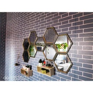 Hexagon mirror / Cermin hexagon / Cermin Muka / Cermin Hias (warna anda pilih tidak diberi secara rawak)