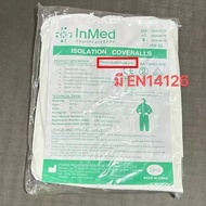 ✔️พร้อมส่งด่วน✔️(ชุดไม่เหลือง)ppe inmed 65g มีEn14126 ชุดป้องกันฝุ่น ป้องกันเชื้อโรค และสารเคมี หมอใส่ได้