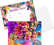 ZPLHBHX 16 Pack Mario 2023 Birthday Invitation Cards with Envelopes, Mario Birthday Party Supplies Birthday Decorations