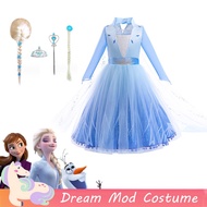 Frozen 2 Elsa Costume For Kids Girl White Blue Princess Dress With Cloak Halloween Christmas Outfits Mesh Gown For Kids