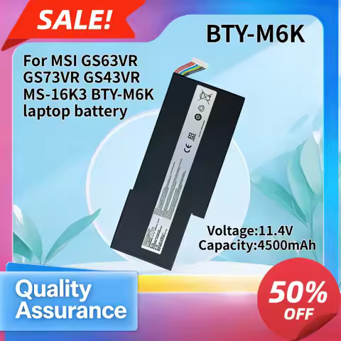 BTY-M6K 4500mAh Laptop Battery Compatible with MSI GS63VR GS73VR GS43VR MS-16K3 High Quality Replace