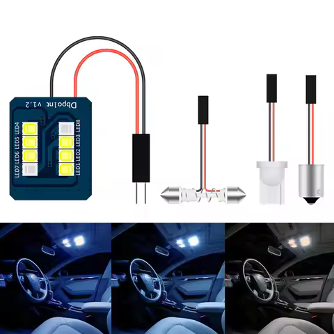 DC12V 8SMD 5050 T10 BA9s C5W Socket LED Reading Light Festoon Dome Interior Bulb Roof Light Ice Blue