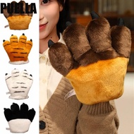 PUELLA Faux|Paw Gloves, Simulated Striped Design Animal Paw Plush Gloves, Costume Mittens Furry Text