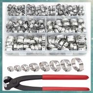 (OAKF) 131 PCS Single Ear Hose Clamps Stainless Steel PEX Clamps Stepless Clamps for Pipe Fittings C