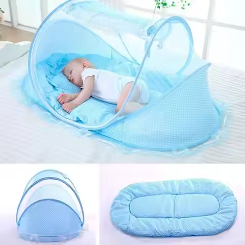 G2AE 4pcs Compact Infant Travel Bed Netting Tent Includes Mattress and Pillow