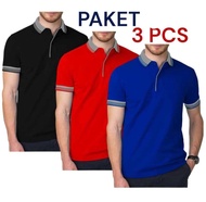 (Paket 3 pcs) kaos kerah pria dewasa murah /kaos kerah lengan pendek