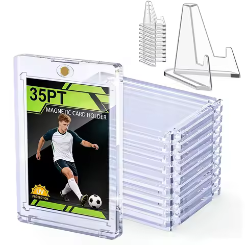 5/10/15 PCS 35pt Magnetic Card Holders with Stand – Hard Case for MTG & Sports Cards, UV Protection,