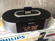 PHILIPS Speaker Radio Alarm Clock FREE Bluetooth Music Receiver BLACK USED 飛利浦鬧鐘收音機喇叭加送藍牙音樂接收器 黑