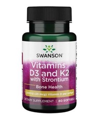 🌈 關節骨胳健康 🌈 預防骨質疏鬆 🌈 Swanson SWU876 鍶質 100毫克 60粒 維他命D3 / K2  Vitamins D3 and K2 with Strontium