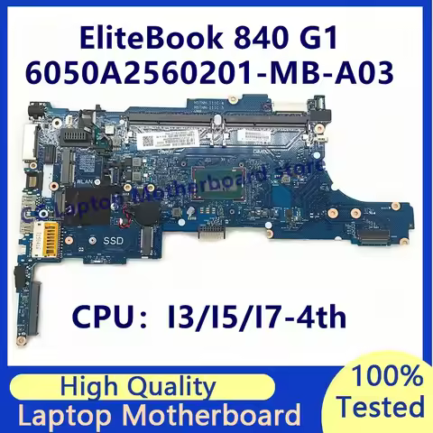 6050A2560201-MB-A03 Mainboard For HP EliteBook 840 G1 Laptop Motherboard With I3/I5/I7-4th CPU 100% 